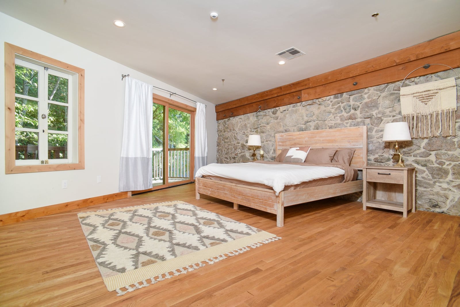 Naturally lit corner of The Penthouse at Stone House Nevada City — wedding-day get-ready space